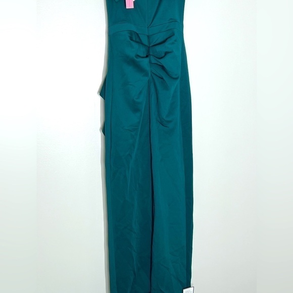 -AQUA WOMEN'S OFF THE SHOULDER CASCADE GOWN HUNTER GREEN SIZE 4 - Picture 10 of 10